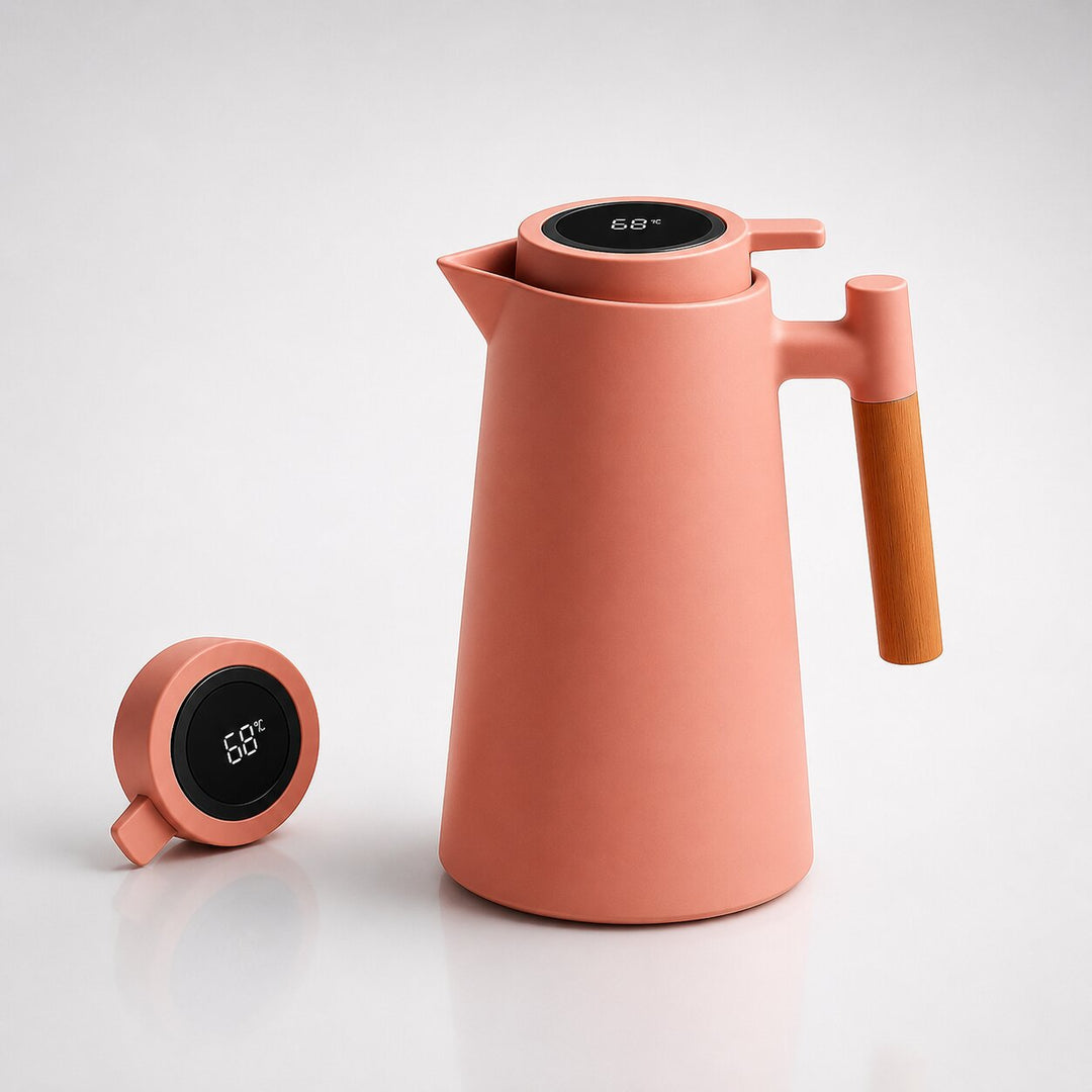 1 Liter Insulated Coffee Carafe with Temperature Display Lid