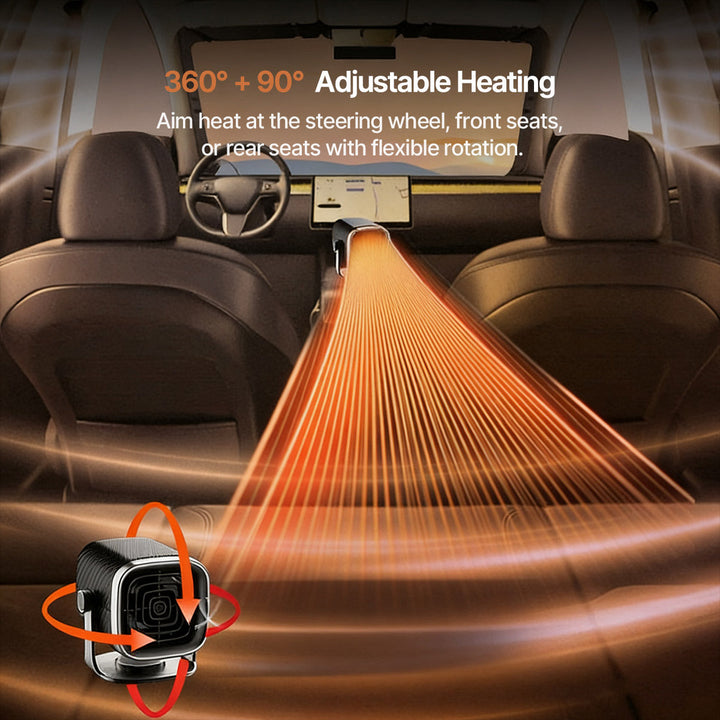 Portable Car Heater 12V/24V | Quick Defrosting in 1 Second | 360° Rotatable for Targeted Heat Distribution