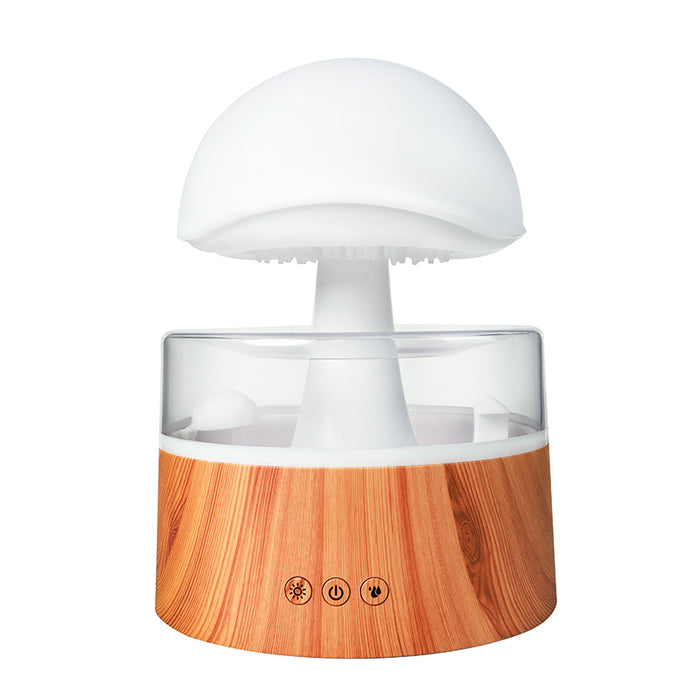 Heat Grove Rain Cloud Humidifier with Wood Grain Base and Night Light