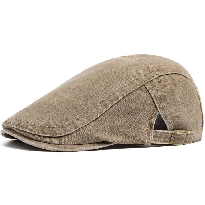 Washed denim flat cap
