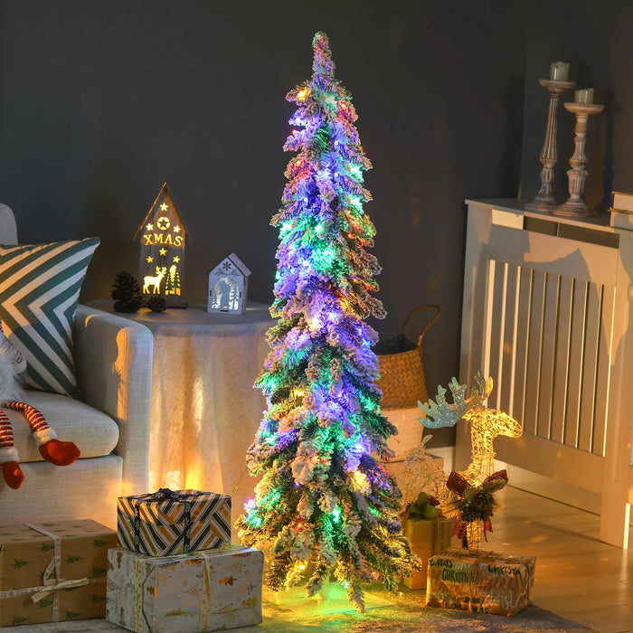 Heat Grove 4 ft Flocked Pencil Christmas Tree with Two-Color LEDs