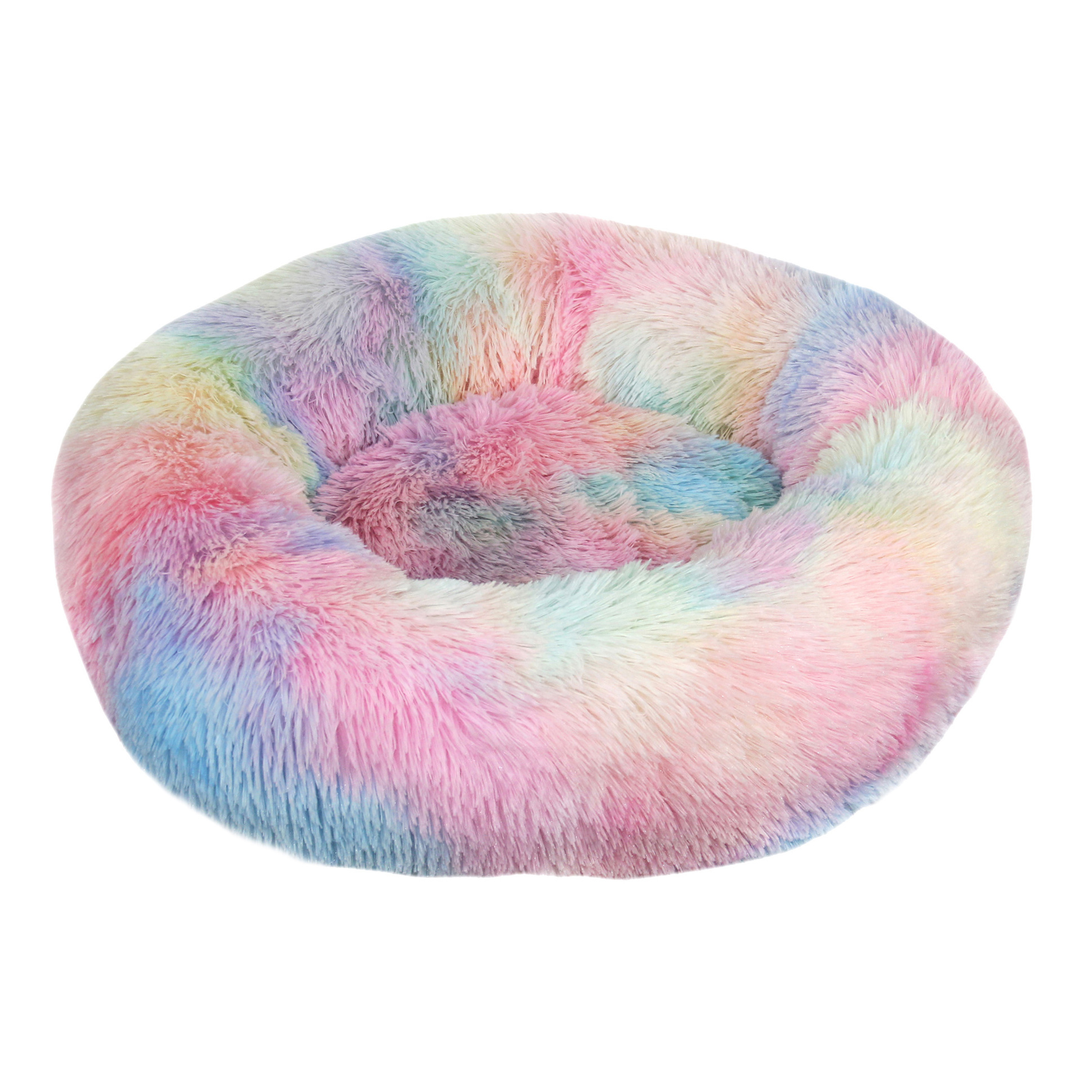 Fluffy round donut pet bed