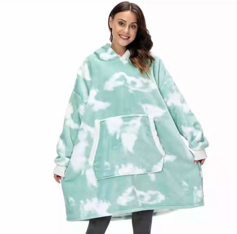 Wearable Blanket Hoodie for Adults, Flannel and Lamb Wool