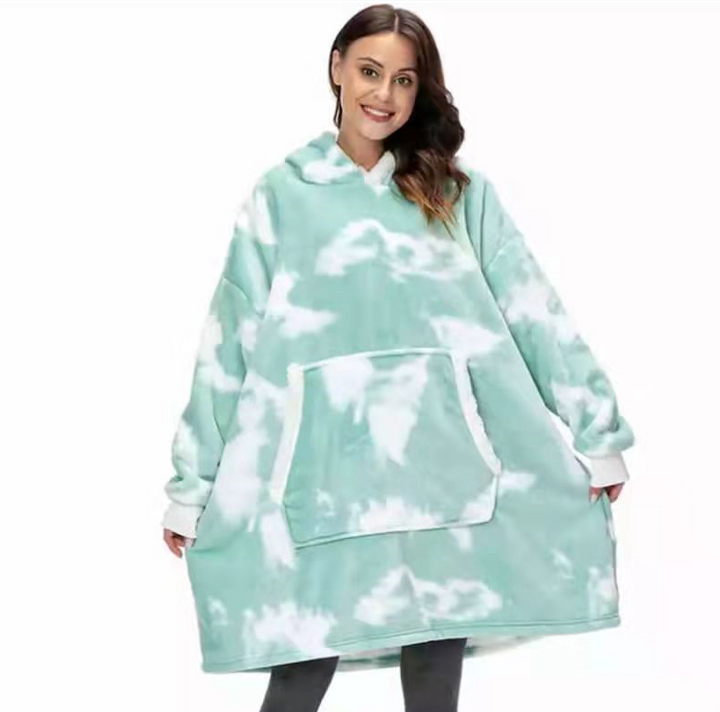 Wearable Blanket Hoodie for Adults, Flannel and Lamb Wool