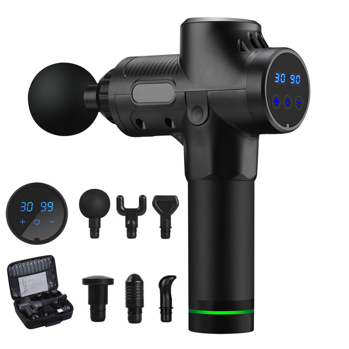Massage gun with LCD screen and heads