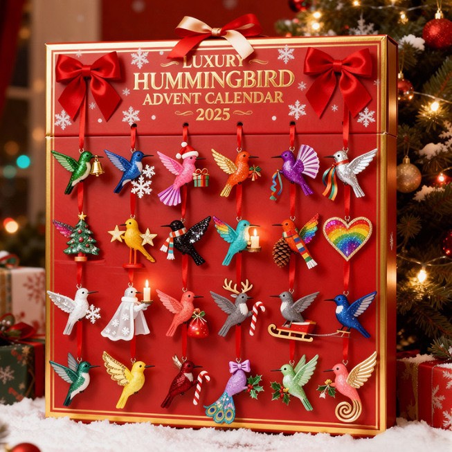Advent calendar box with acrylic Christmas ornaments