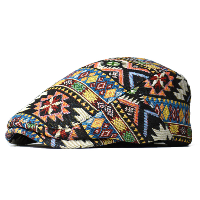 Heat Grove Ethnic Jacquard Flat Cap for Every Season
