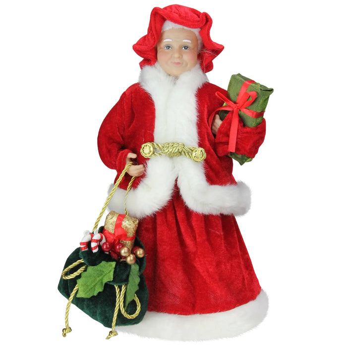Heat Grove 12 in Mrs Claus Christmas Figure with Gift Bag