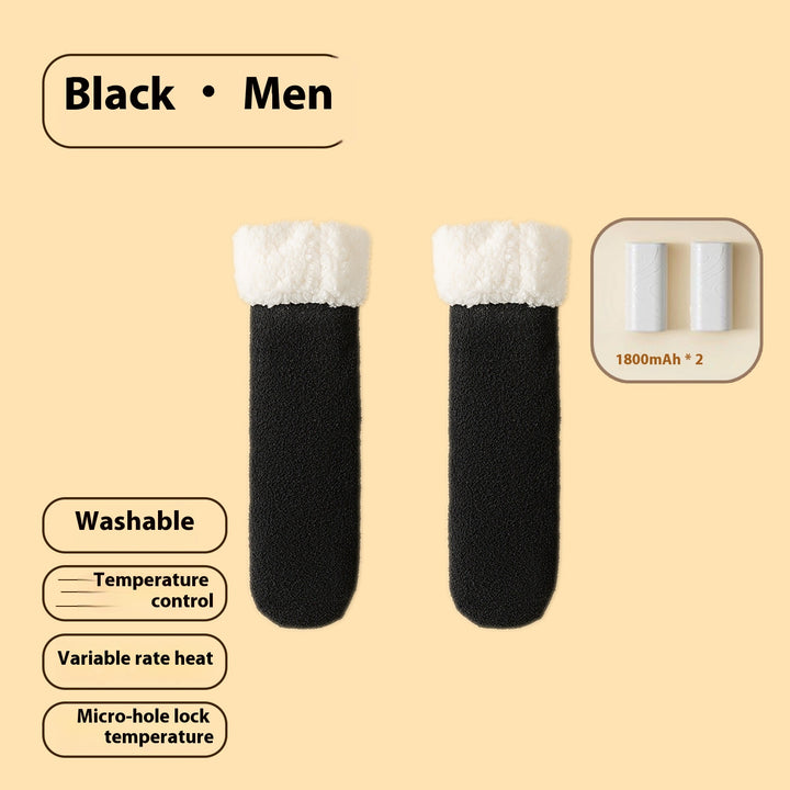 Fleece-lined heated socks with a duck design