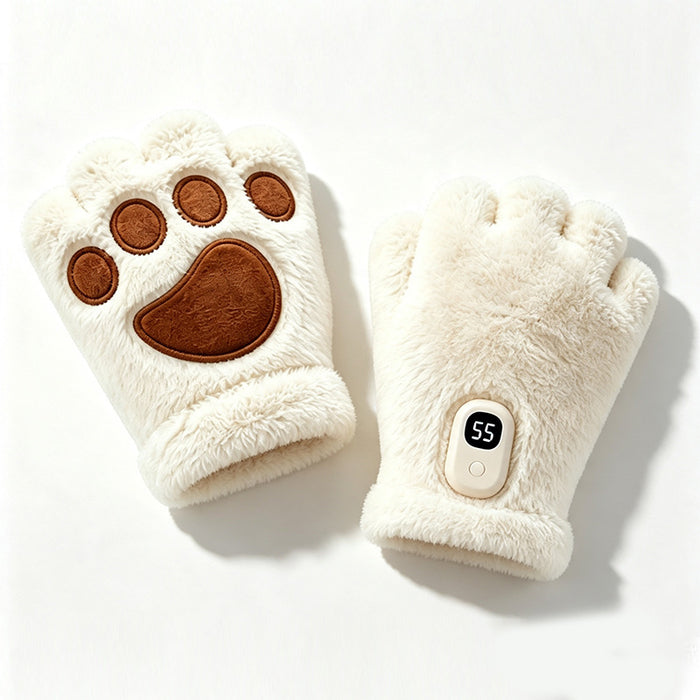 Heat Grove Heated Fingerless Cat Paw Gloves, Rechargeable