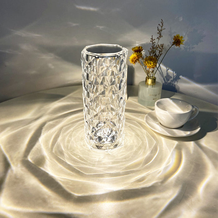 Heat Grove Crystal Rose Touch Lamp with Rose Shadow Projection