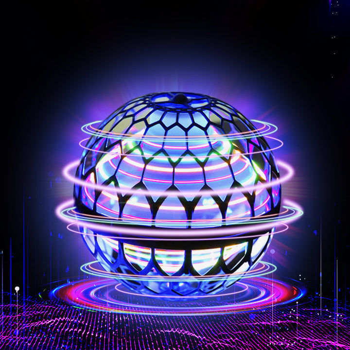 Light-up flying spinner ball with magic wand
