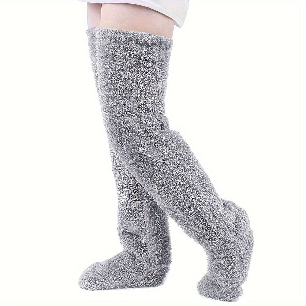 Fluffy over-the-knee plush leg socks
