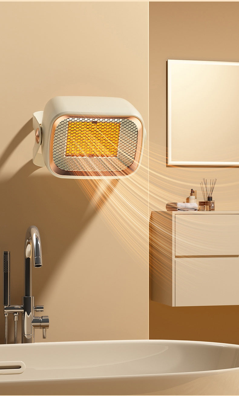 Compact white desktop space heater with tilting head