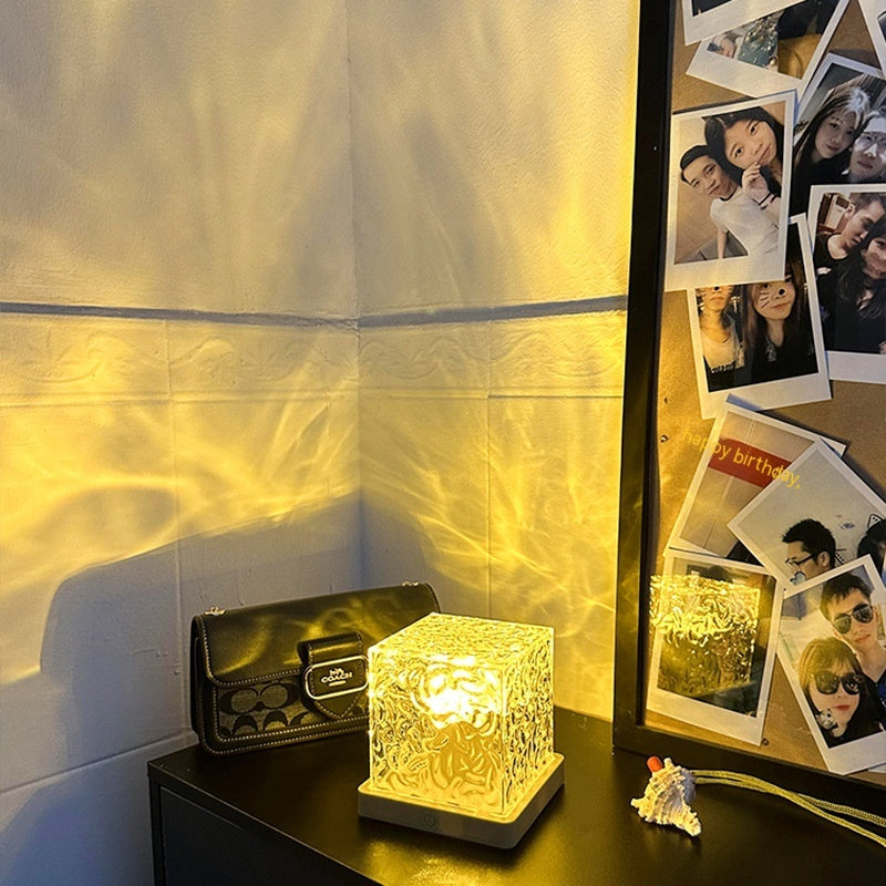 Water ripple lamp projecting waves on wall