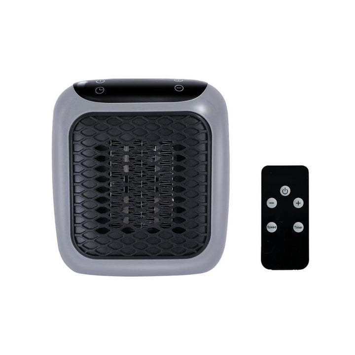 Small outlet heater with digital display and remote