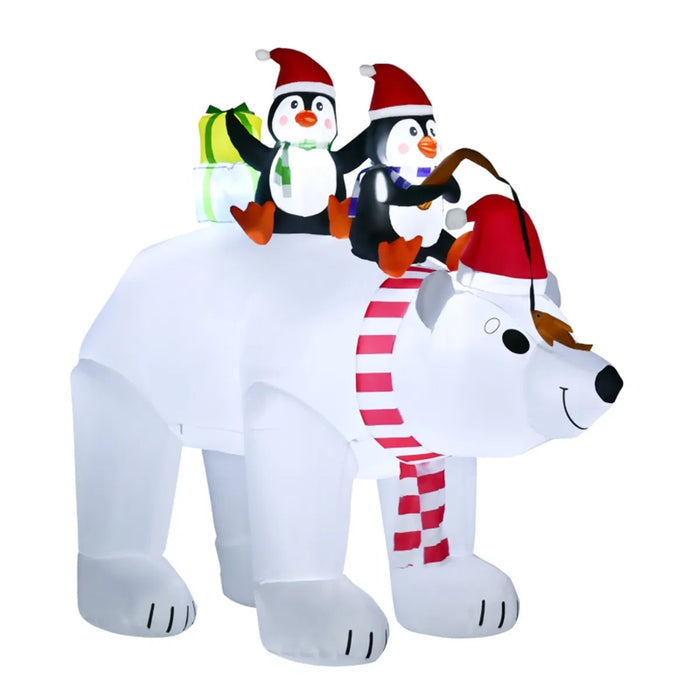 Heat Grove Inflatable Polar Bear with Two Penguins Yard Display