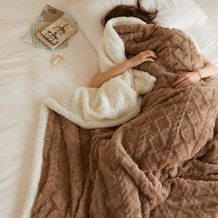Heat Grove Tufted Faux Fur Throw Blanket with Sherpa Back