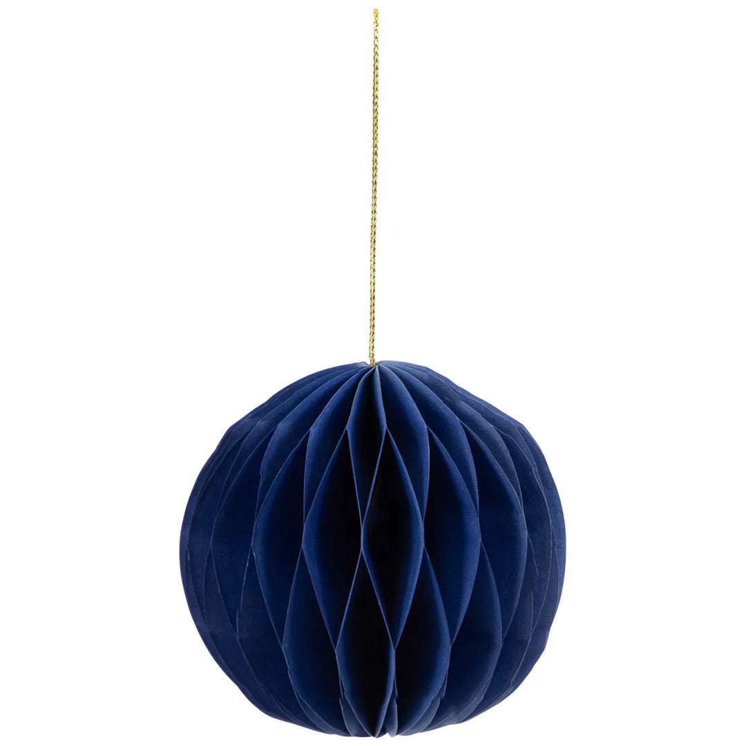 Navy honeycomb paper Christmas ornaments
