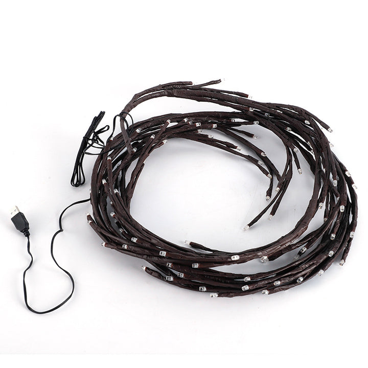 Warm white LED rattan branch lights on wall