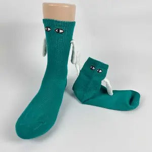 Couple socks with magnetic hands holding