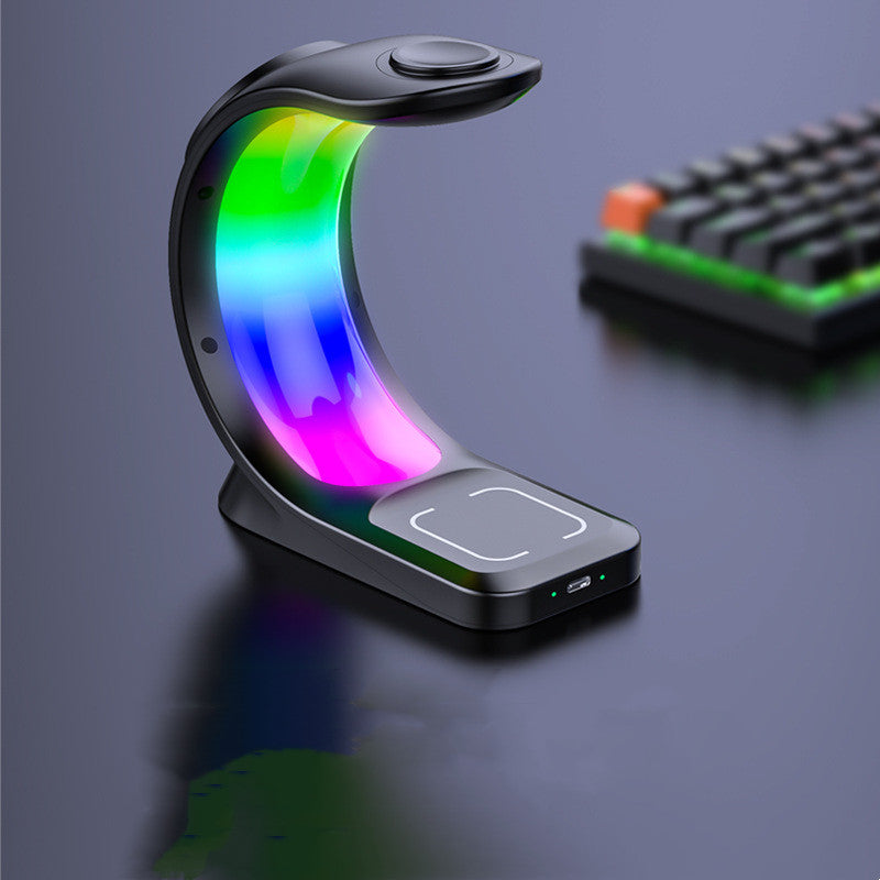 Magnetic wireless charging station with RGB light
