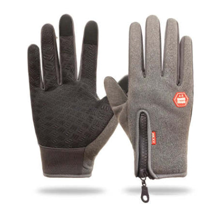 Black touchscreen winter gloves with zip cuff