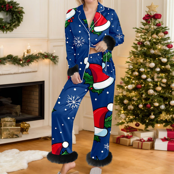 Woman in a red Santa pajama set