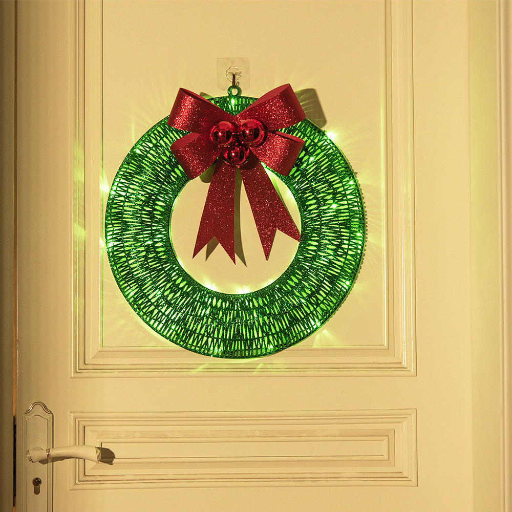 Lighted Tinsel Christmas Wreath with Bow, 50 cm, 140 LEDs