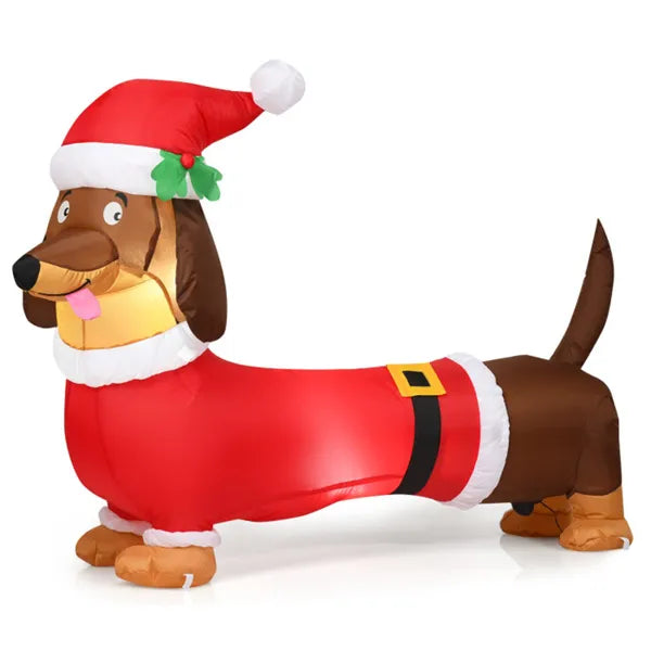 Heat Grove 5 ft Inflatable Dachshund in Santa Outfit with Lights