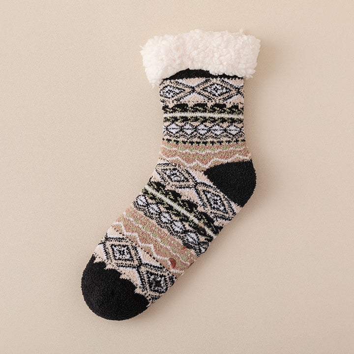 Nordic pattern fleece-lined lounge socks
