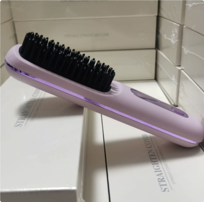 Black cordless hair straightener brush