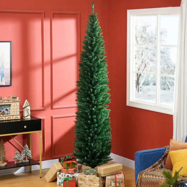 Tall slim green pencil Christmas tree