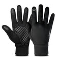 Black fleece-lined winter gloves with grip palm