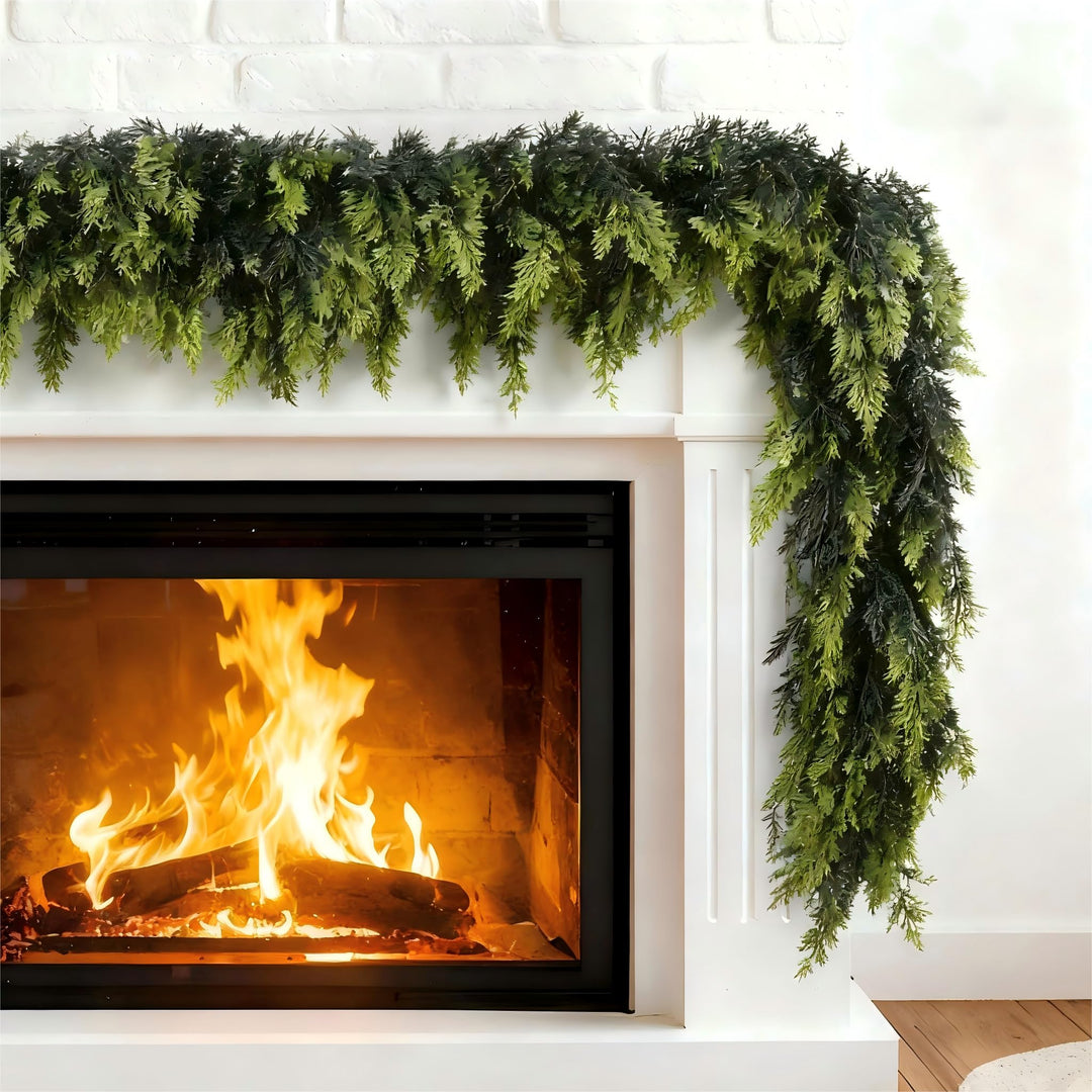 Green artificial Norfolk pine garland