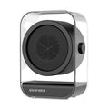 Compact clear desk fan heater in black