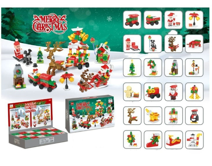 Christmas advent calendar with 24 mini brick building boxes
