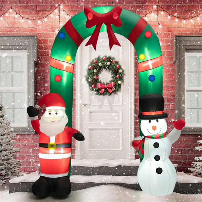 Heat Grove 8 ft Inflatable Christmas Arch with Santa and Snowman