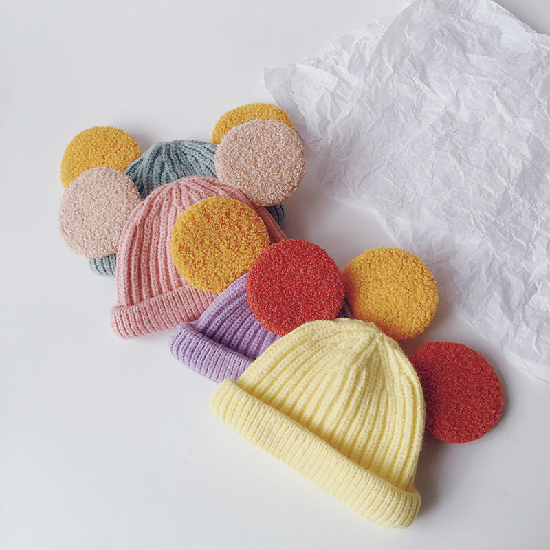 Kids knit beanie with fluffy teddy ears