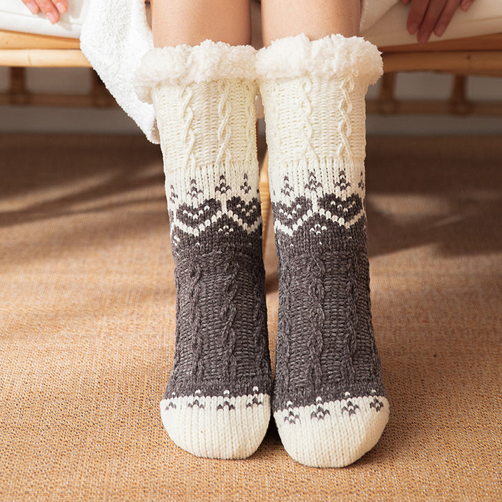 Pink heart knit house socks