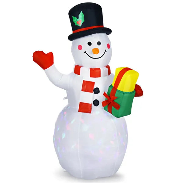 Inflatable snowman with gift box lit up