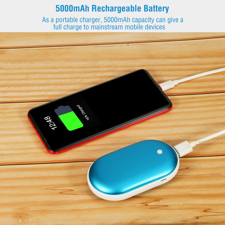 Rechargeable Hand Warmer Power Bank, 5000 mAh Double-Sided