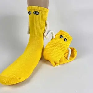 Couple socks with magnetic hands holding