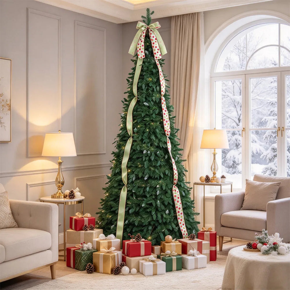 Pop up Christmas tree with satin ribbons