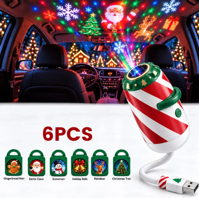 Heat Grove Christmas Car Projector Light, USB Gooseneck with Discs