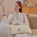 Heated plush pouch unfolded as lap blanket