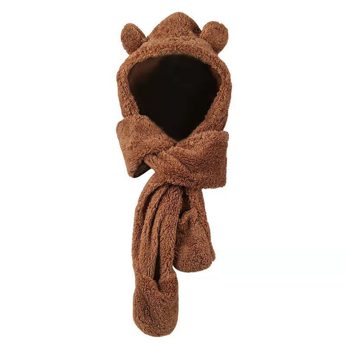 Heat Grove 3-in-1 Teddy Hood with Bear Ears and Mitten Pockets