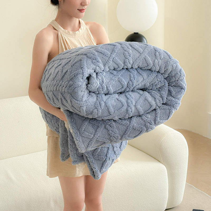 Tufted velvet throw blanket with 3D pattern