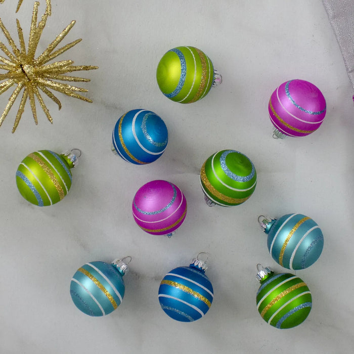 Heat Grove Set of 10 Matte Glass Christmas Ball Ornaments with Glitter