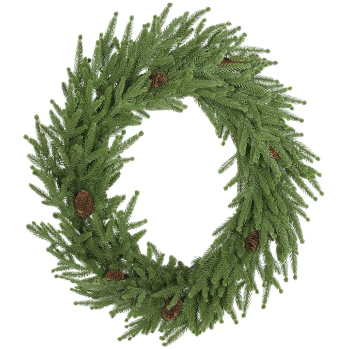 Norfolk pine Christmas wreath with pine cones